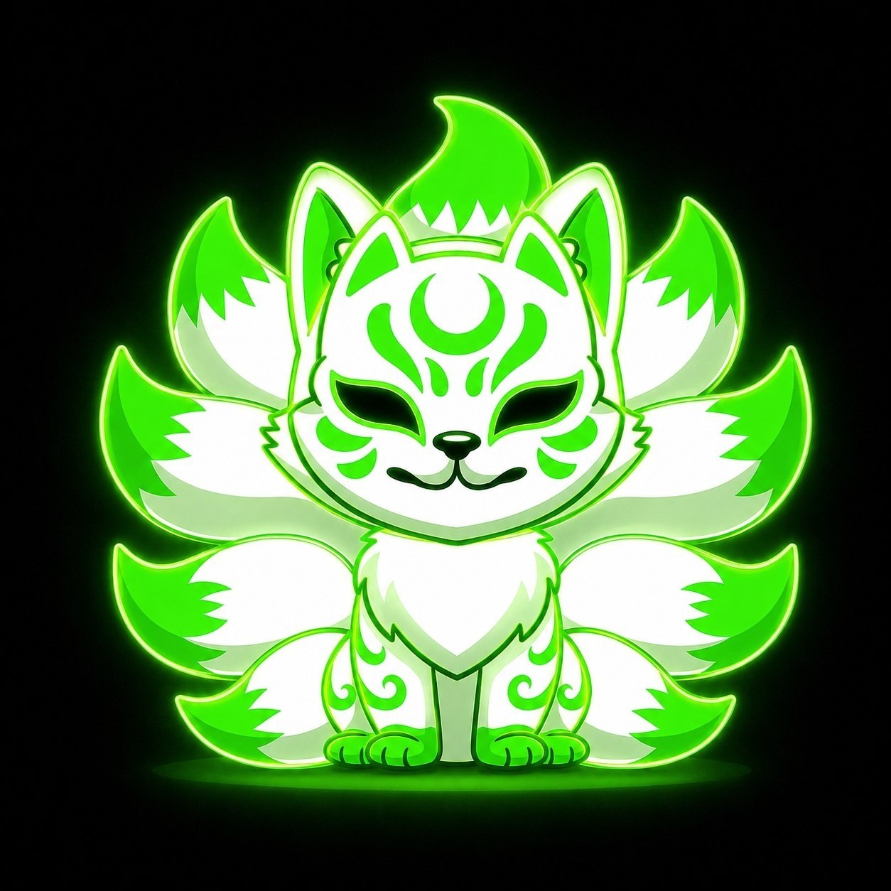 Official KITSUNE neon-green nine-tailed fox logo